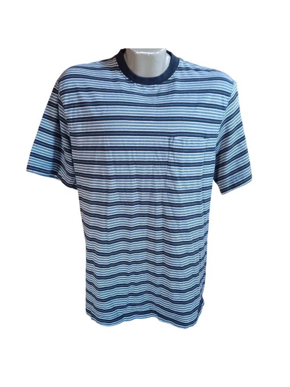 Vintage Grunge Stripe T-Shirt Large Puritan Pocket 1990's Indy Garage Nirvana
